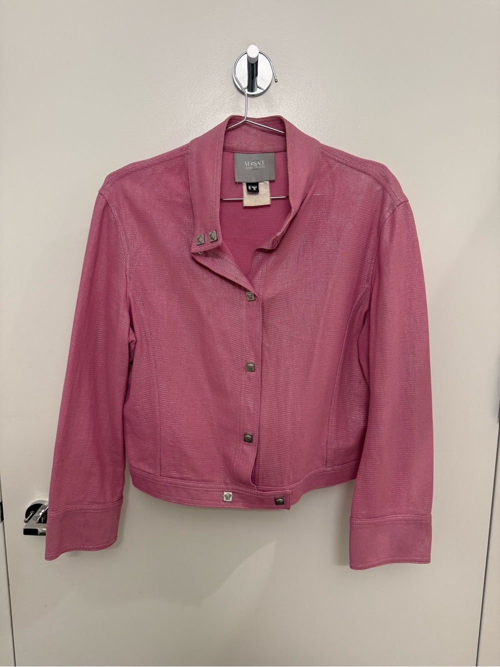 Vintage Versace Collection Rose Pink with Silver Buttons Snap-Front Jacket